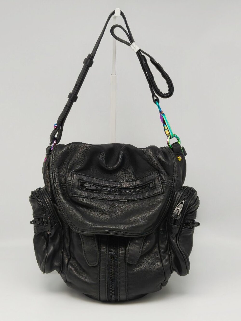 Alexander Wang Black Leather Marti Convertible Backpack Crossbody Bag Large